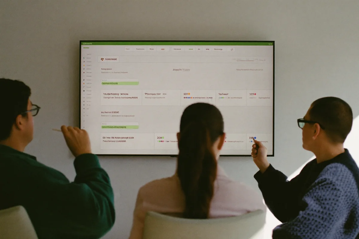 Equipo revisando un dashboard operativo centralizado